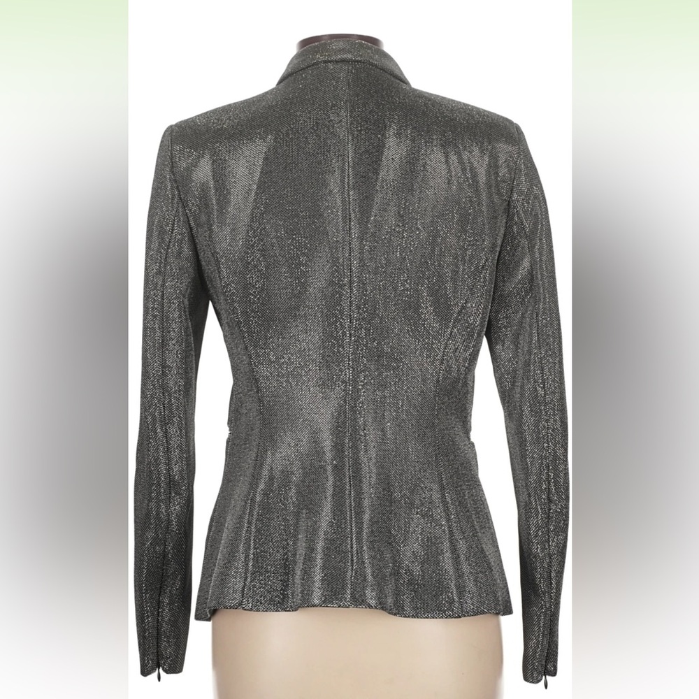Tailored shimmering Metallic Gray/Black Women's Blazer - Elegant Evening Jacket
